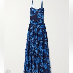 PatBo Blue Floral Spaghetti Strap Gown W/ TAGS